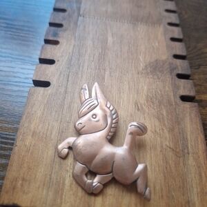 Copper Burro Donkey Brooch Pin - Figural Vintage